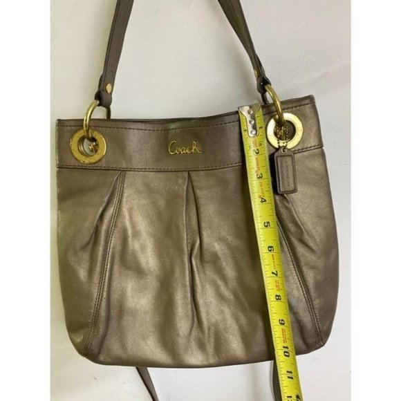 coach medium w adjustable strap gold leather cross - Picture 2 of 8